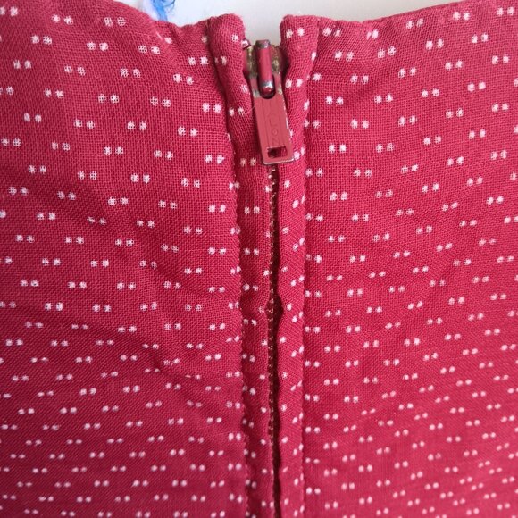 Small Vintage Women's 1960's Top Sleeveless Red Dot Top Ribbon Pleated Country - Picture 5 of 8